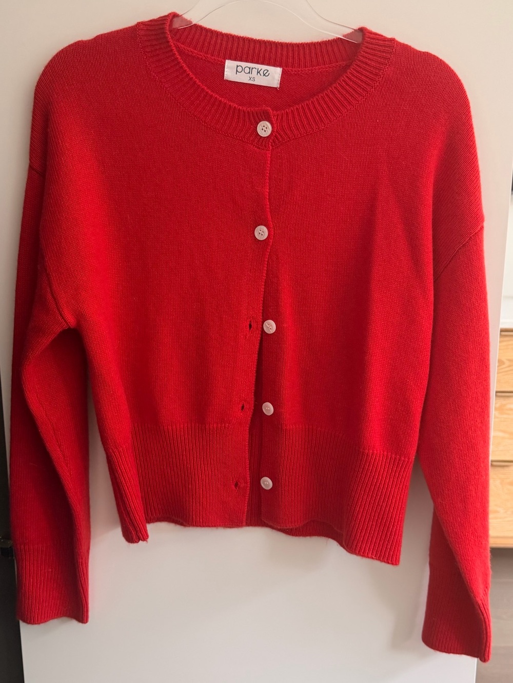 Parke Red Button-Front Knit Cardigan
